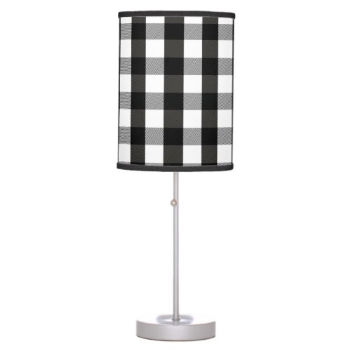 Black and White Buffalo Check Lumberjack Plaid Table Lamp