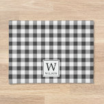 Black and White Buffalo Check Monogram Christmas Kitchen Towel<br><div class="desc">Custom-designed cottage Christmas kitchen hand towel featuring modern farmhouse style black and white buffalo check design with personalized initial and family name.</div>