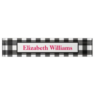 Black and White Buffalo Check Name Plate