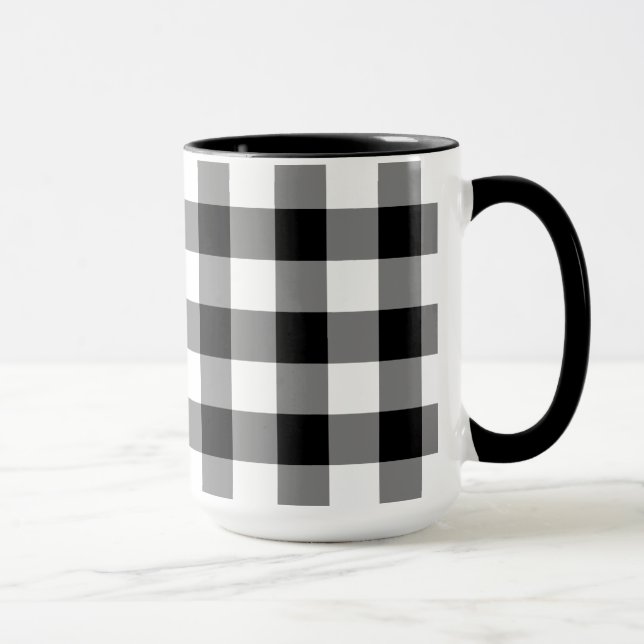 Black and White Buffalo Check Pattern Mug (Right)