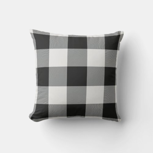 Black and White Buffalo Check Pattern Outdoor Pillow