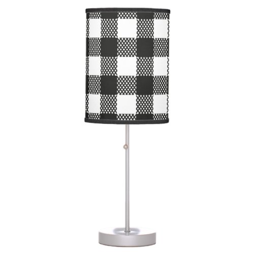 Black and White Buffalo Check Pattern Table Lamp