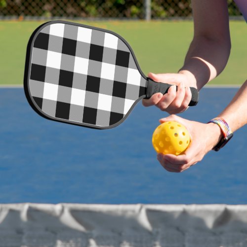 Black and White Buffalo Check Pickleball Paddle