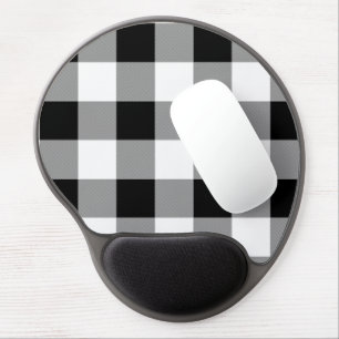 Black and White Buffalo Check Plaid Gel Mouse Pad