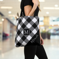 Black and white buffalo plaid online purse