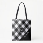 Black and White Buffalo Check Plaid Monogram Name