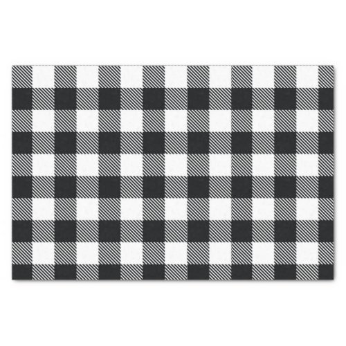 Black and White Buffalo Check Plaid Pattern Rustic Tissue Paper