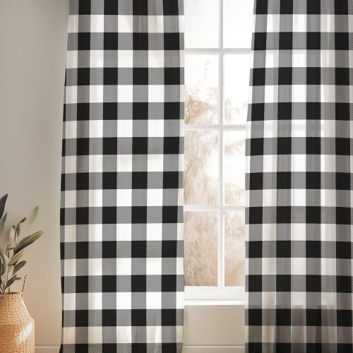 Black and White Buffalo Check Sheer Curtains