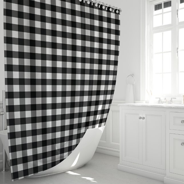 Black and White Buffalo Check Shower Curtain (Creator Uploaded)