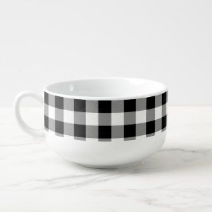 Black and White Buffalo Check Soup Mug