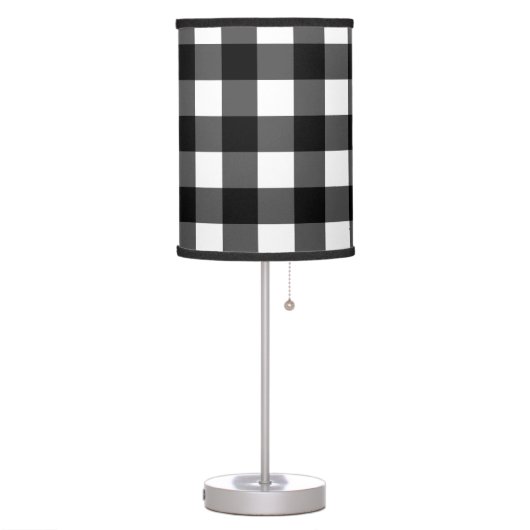 Black and White Buffalo Check Table Lamp (Left)