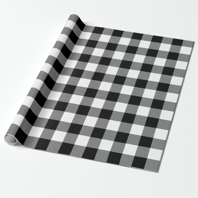 Black and White Buffalo Check Wrapping Paper (Unrolled)