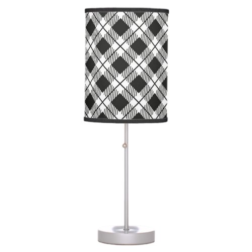 Black and White Buffalo Diamond Pattern Table Lamp