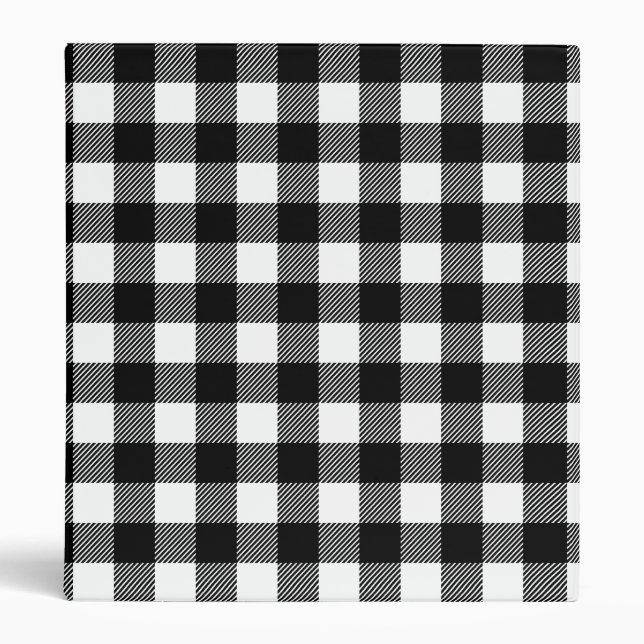 Black and White Buffalo Plaid 3 Ring Binder (Front)
