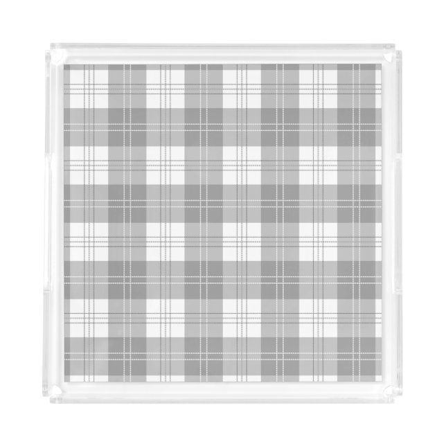 Black and White Buffalo Plaid Acrylic Tray (Front)