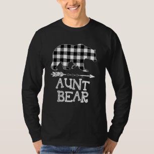 Black And White Buffalo Plaid Aunt Bear Christmas T-Shirt