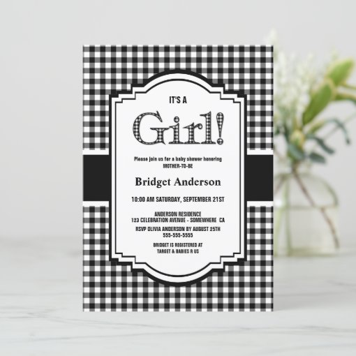 Black and White Buffalo Plaid Baby Shower Invitation | Zazzle