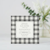 Black and White Buffalo Plaid Baby Shower Invitation (Standing Front)