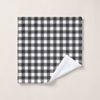 Black & White Buffalo Gingham Checkered Plaid Bath Towel Set, Zazzle