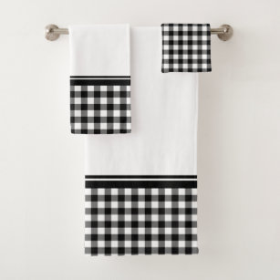Black and White Buffalo Plaid Pattern Modern Bath Towel Set | Zazzle