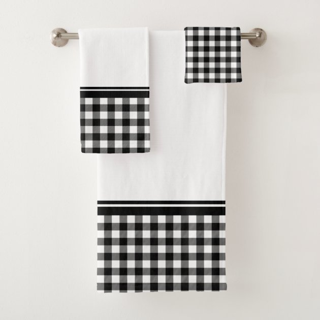 Black and White Buffalo Plaid Bath Towel Set Zazzle