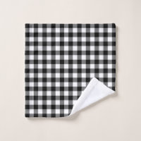 Black and white buffalo check bath towels hot sale