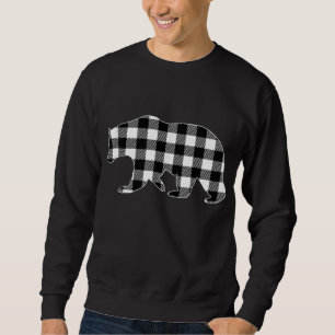 Black And White Buffalo Plaid Bear Christmas Pajam Sweatshirt