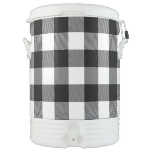 Black and White Buffalo Plaid Beverage Cooler