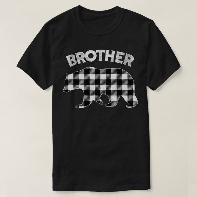 Black And White Buffalo Plaid Brother Bear Christm T-Shirt (Design Front)