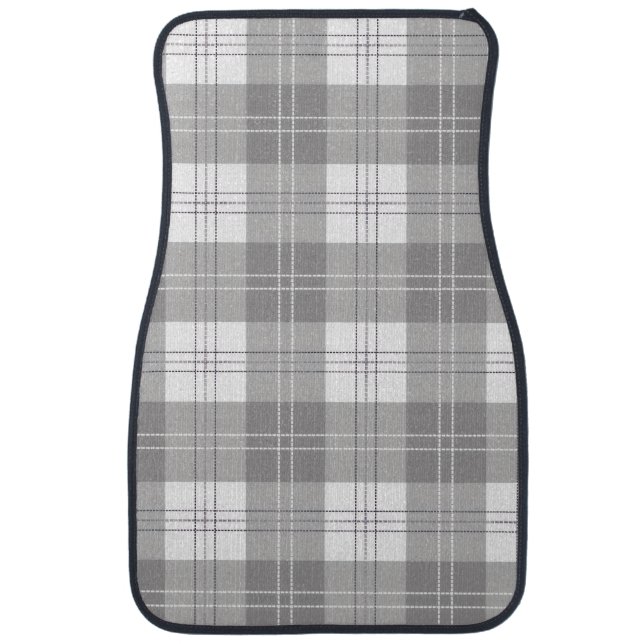 Black and White Buffalo Plaid Car Floor Mat (Front)