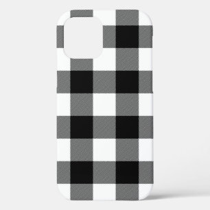 Black and White Buffalo Plaid Case-Mate iPhone Cas iPhone 12 Case