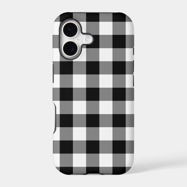 Black and White Buffalo Plaid Case-Mate iPhone Case (Back)