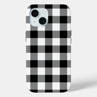 Black and White Buffalo Plaid iPhone 15 Case