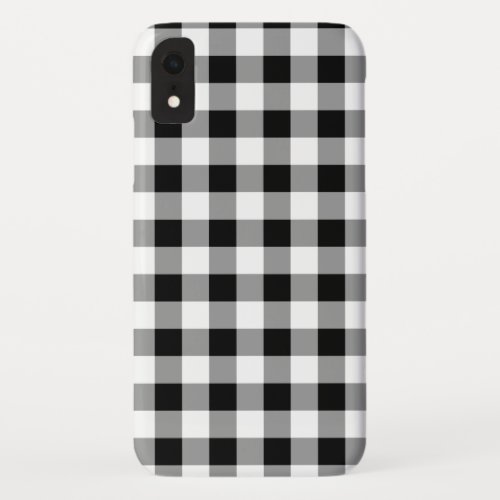 Black and White Buffalo Plaid iPhone XR Case
