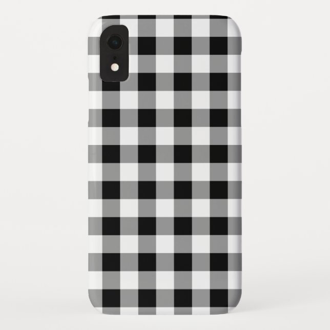 Black and White Buffalo Plaid Case-Mate iPhone Case (Back)