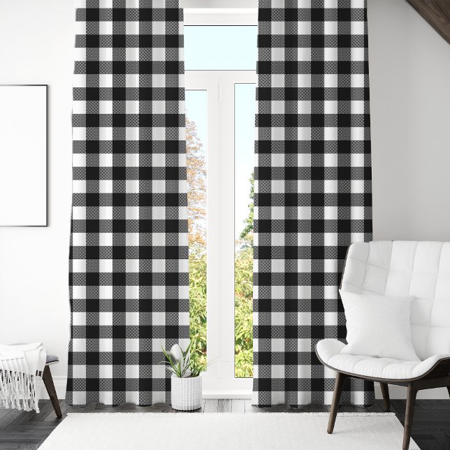 Black And White Buffalo Plaid Checkered Blackout Curtains (Creator Uploaded)