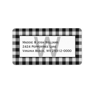 Black and White Buffalo Plaid/Checks Personalized Label