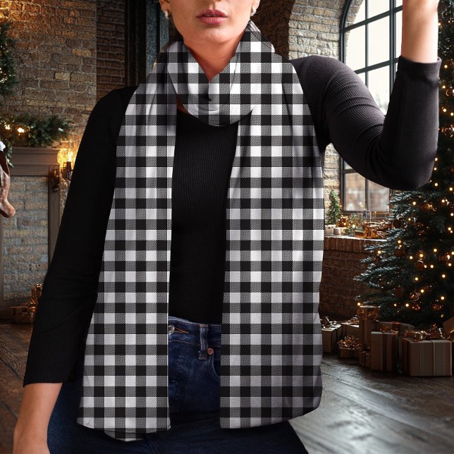 Black and White Buffalo Plaid Christmas Scarf (Creator Uploaded)