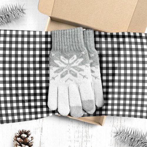 Black And White Buffalo Plaid Christmas Tissue Paper