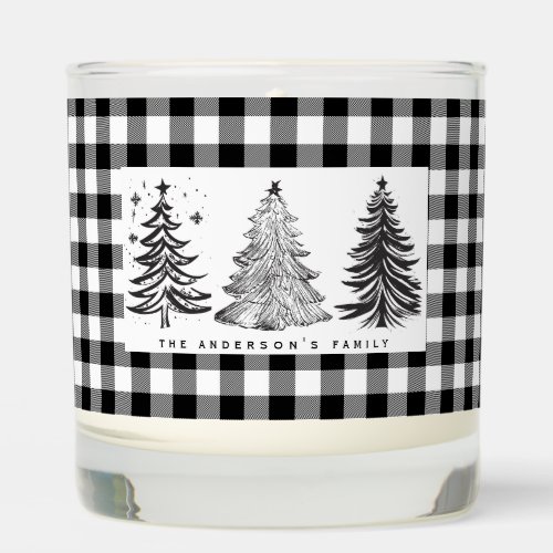 Black and White Buffalo Plaid Christmas Trees Scented Candle