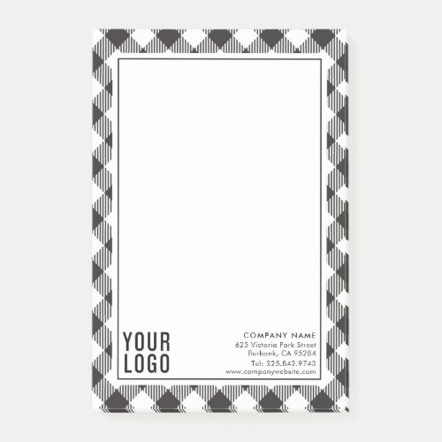 Black and White Buffalo Plaid Company Logo Branded Post_it Notes