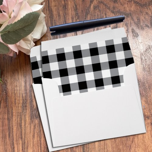 Black and white Buffalo Plaid Envelope