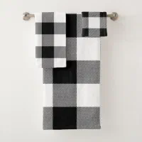 Pink and White Buffalo Plaid Bath Towel Set, Zazzle