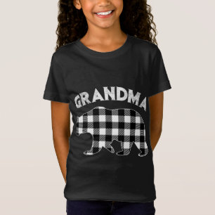 Black And White Buffalo Plaid Grandma Bear Christm T-Shirt