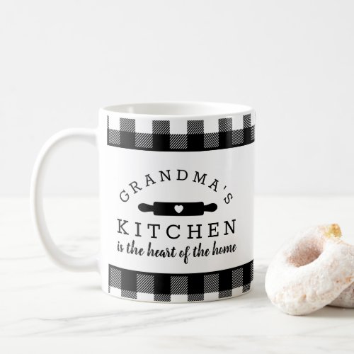 Black and White Buffalo Plaid Grandmas Kitchen Coffee Mug