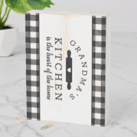 Black and White Buffalo Check Kitchen Plaque