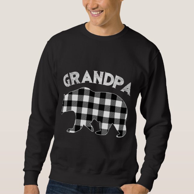 Black And White Buffalo Plaid Grandpa Bear Christm Sweatshirt (Front)