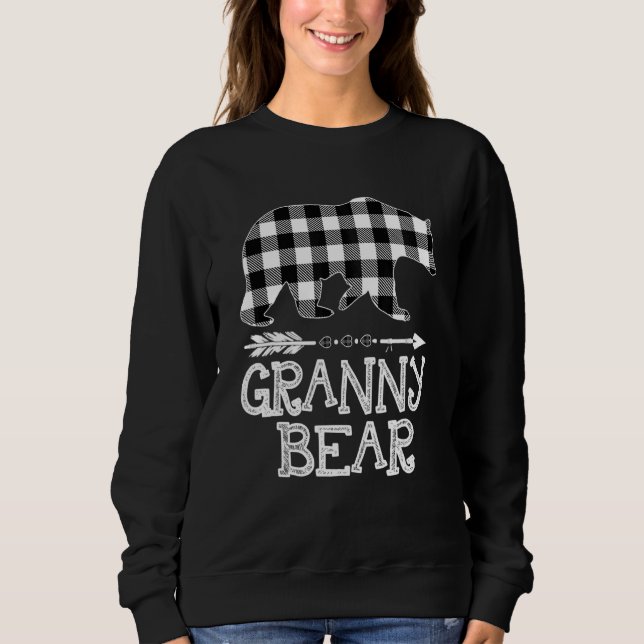 Black And White Buffalo Plaid Granny Bear Christma Sweatshirt (Front)