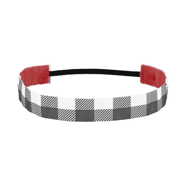 Black and White Buffalo Plaid  Headband (Front)