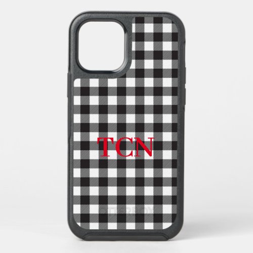 Black and White Buffalo Plaid iPhone Otter Box